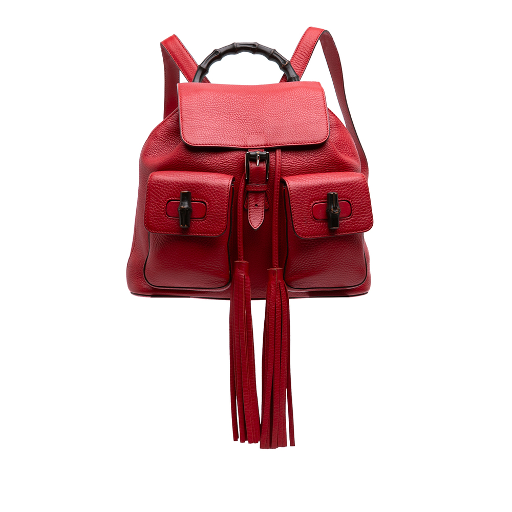 Pre-Loved Gucci Large Calfskin Bamboo Tassel Drawstring Backpack
